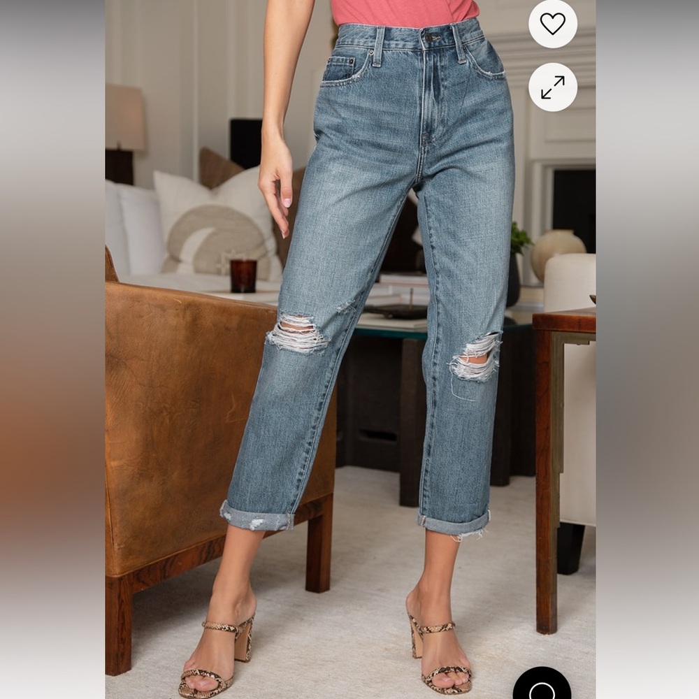 Pistola Presley '90s Roller Medium Blue High-Rise Distressed Jeans